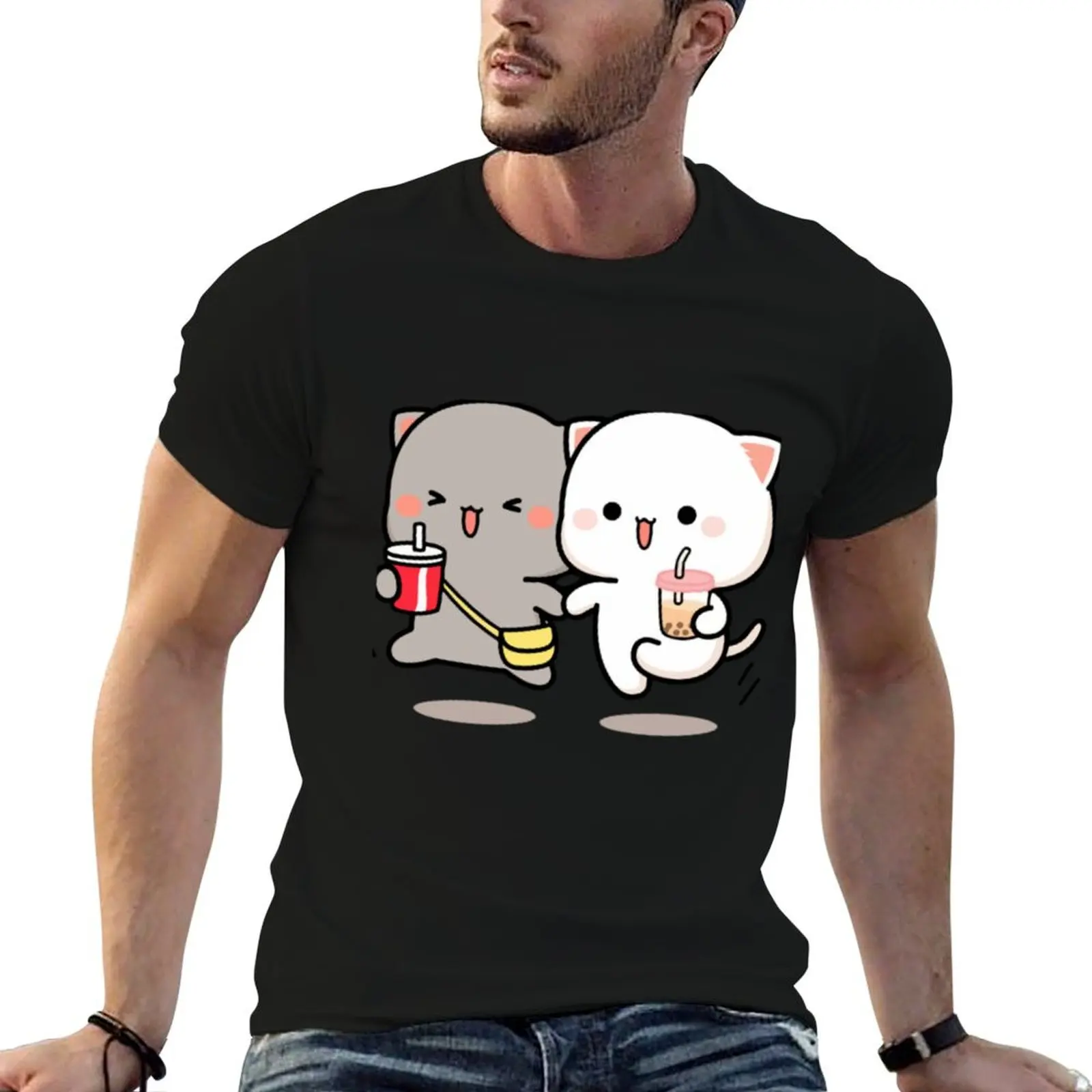 Cat peach and goma 1 T-Shirt man t shirt designer g man t shirts for men cotton t shirt man T-shirt
