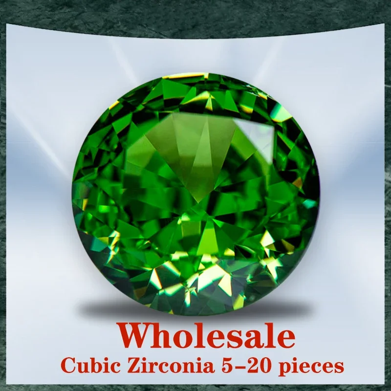 

Cubic Zirconia Wholesale No Certificate Crushed Ice Cut Round Shape Light Green Color Charms Beads for Jewelry Making Materials