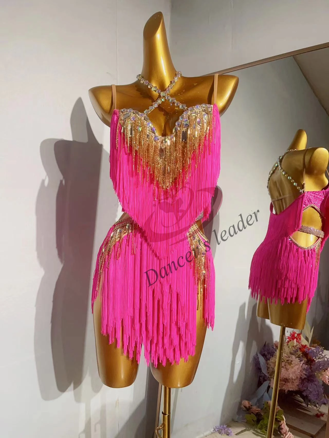 Vestido de dança latina high-end personalizado nu sentimento artesanal borla com diamante cha cha tango adulto palco roupas profissionais