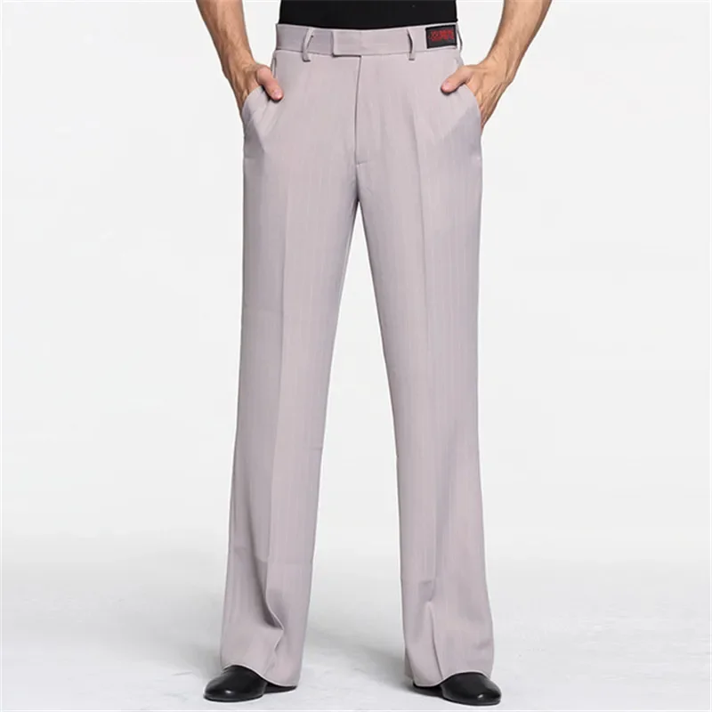 Ballroom Latin Standard Pants Adults Straight-legged Stripe Trousers Men Samba Rumba Dance Clothing