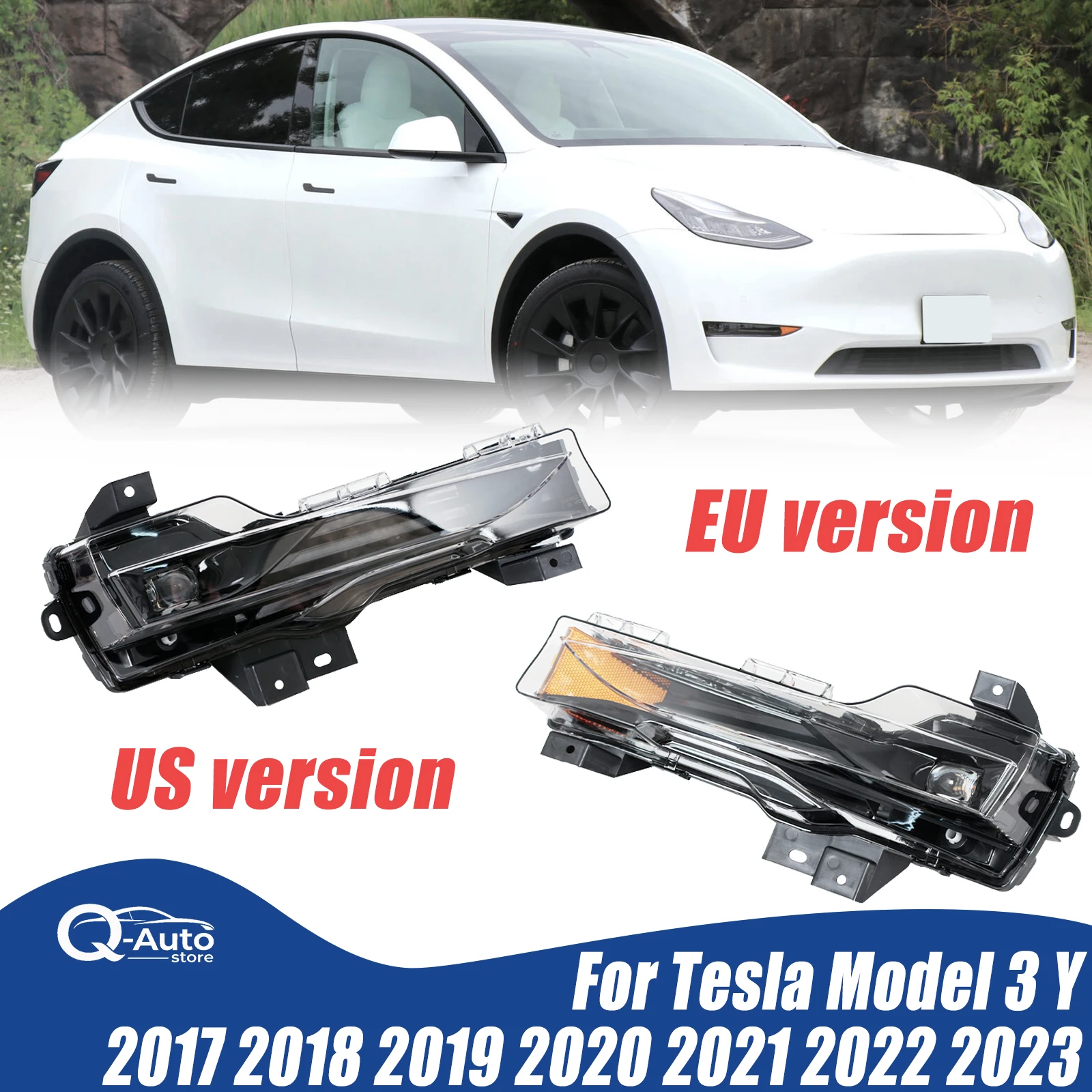 1077389-00-F 1077392-00-E For Tesla Model 3 Y 2017 2018-2023 Car DRL Fog Light Daytime Running Light Fog Lamp Turn Signal Light