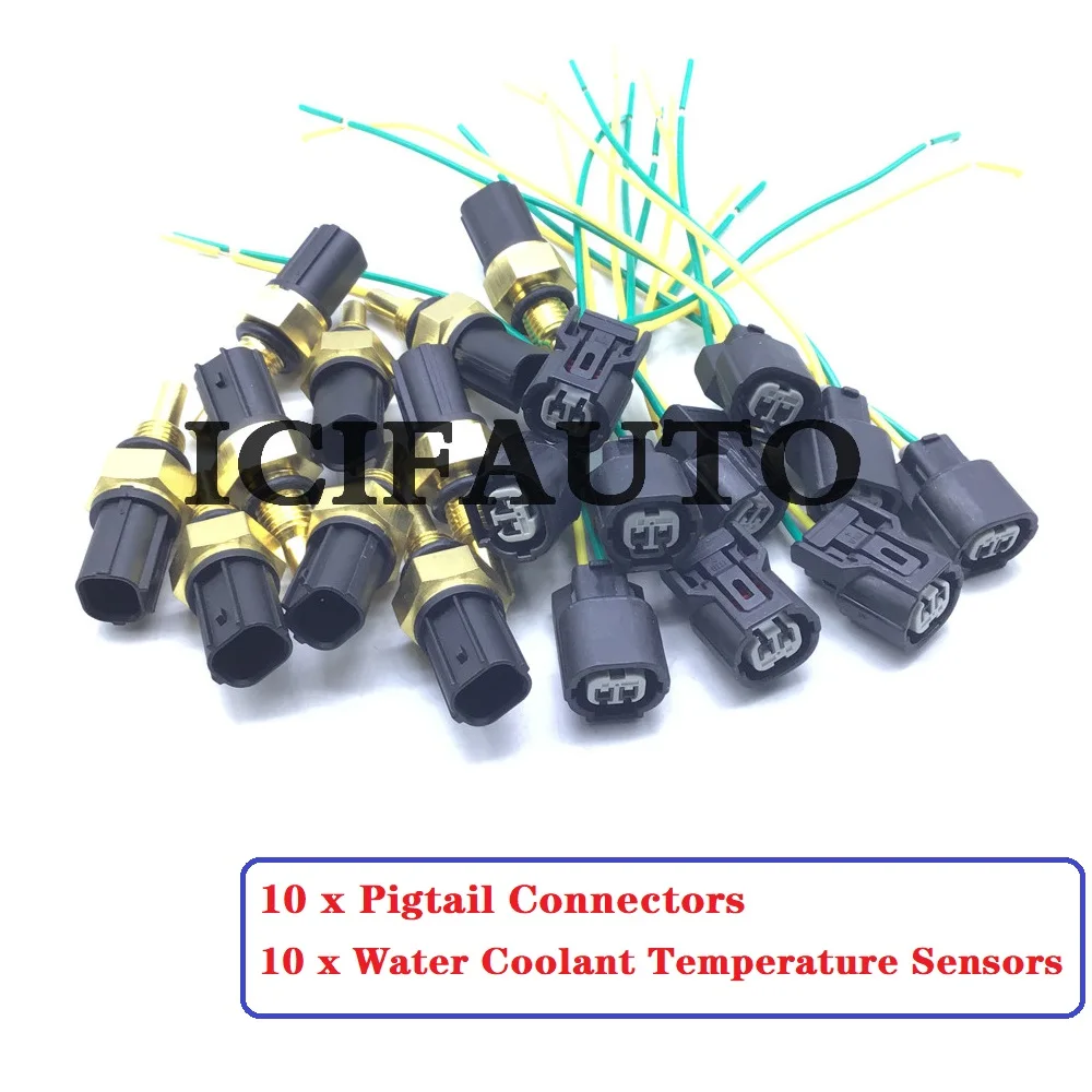 10 x Engine Water Coolant Temperature Sensor+Connector for Honda Civic Accord Acura 37870-PLC-004, 37870-PNA-002, 37870-PNA-003