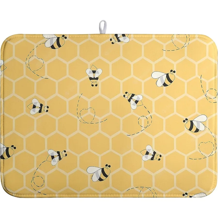 

Cute Bees Dish Drying Mats Yellow Bumblebee Beehive Kitchen Pad Funny Honeybee Dish Drainer Rack Pads Absorbent Drying Matt Lar