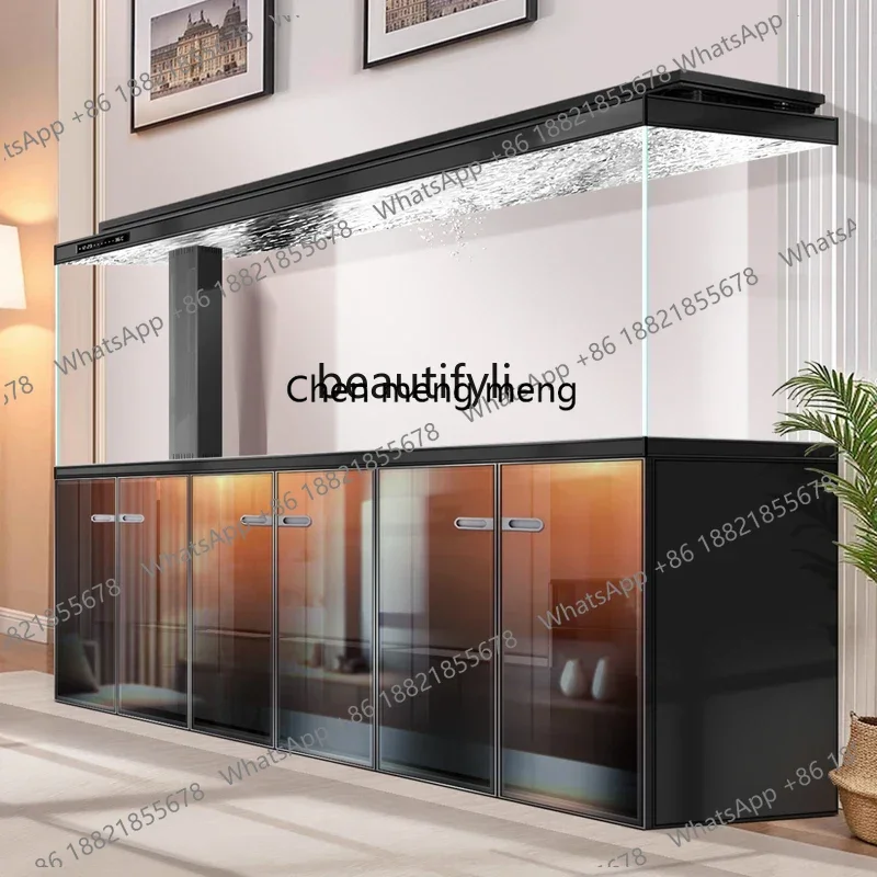 

High-end living room fish tank with cabinet integrated bottom filter ultra-white glass large aquarium53