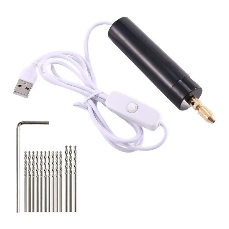 B62B-0.7-1.2Mm Micro-Electric Hand Drill Set For Resin,Electric Mini Drill For Jewelry Making Electrical Pin Vise Kit