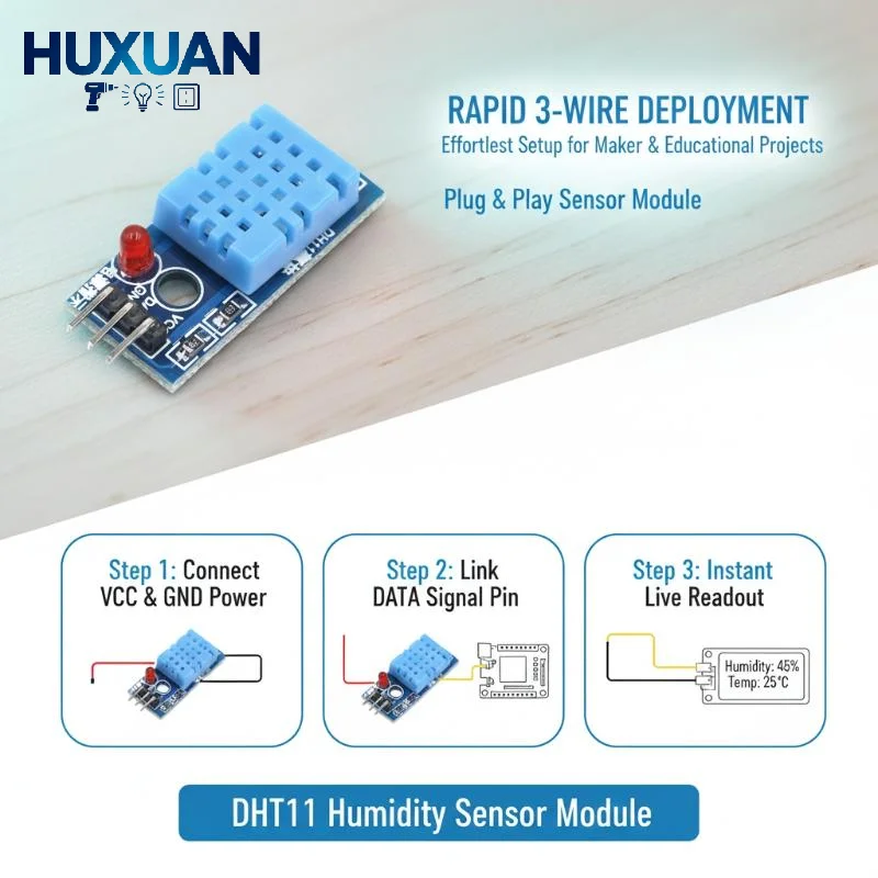 DHT11 Temperature Humidity Sensor Module High Sensitivity Portable for Mini IoT Project DIY Electronic Development
