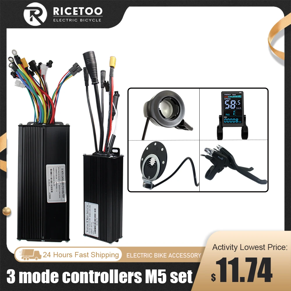 Electric Bike 3-MODE Sine Wave with Learning Function Controller COLOR LCD M5 Display For 250W-2000W Motor