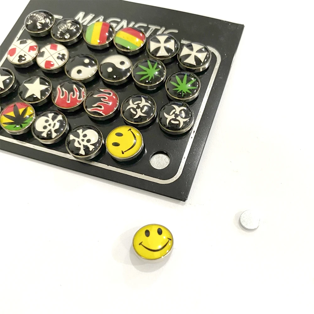 12 Pair/Lot Random Mix Earring  6/8/10mm Round Crystal Rhinestone Women Mens Magnet  Stud Ear Clip Fashion No Piercing Jewelry
