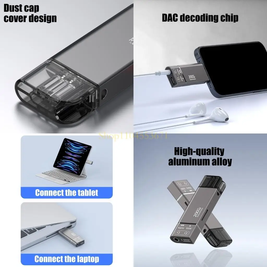 Best Seller Fast Speed USB C To Auxes 3.5Mm Dongle With 100WPD Charging Support TFs Card Access for Laptop Tablets