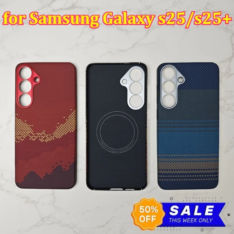 Real Carbon Case for Samsung Galaxy s25/s25+ Plus Luxury Carbon Fiber Ultra-light Protective Magnetic Phone Case