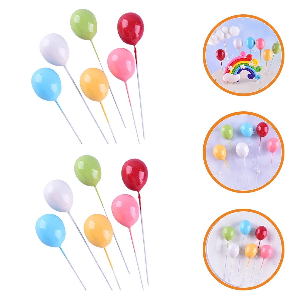 12 Pcs Balloon Cake Insert Decorating Supplies for Beginners Dessert Toppers Cupcake Hat Baking DIY Decors Foam Accessories