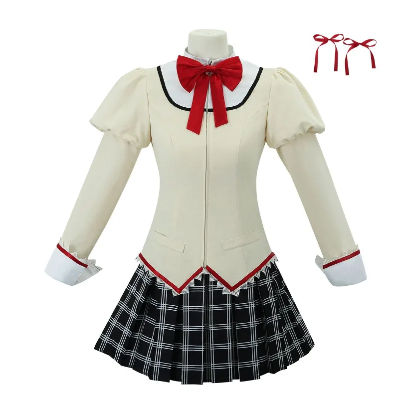 

Madoka Magica Cosplay Costume Akemi Homura Sayaka Miki Kyoko Sakura School Uniform Puella Magi Outfit Anime Cons Halloween Party