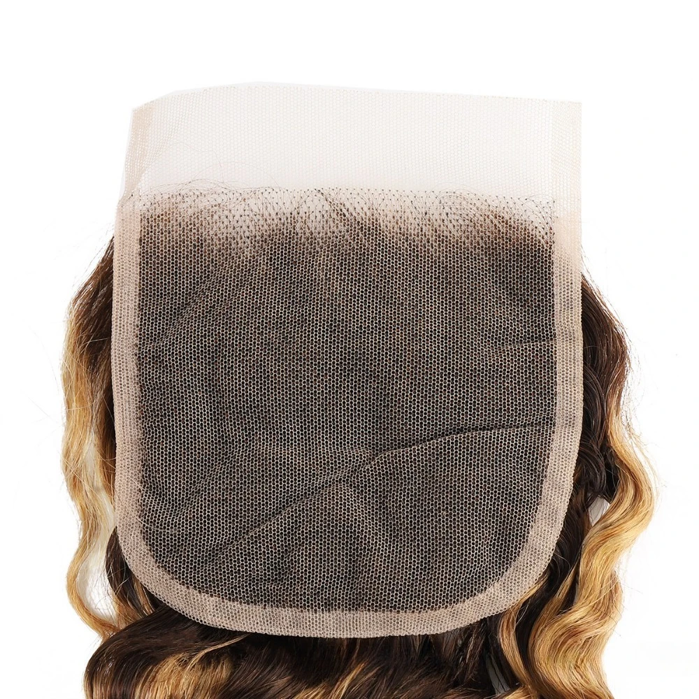 4*4 الدانتيل إغلاق الدانتيل الشفاف المنسوجة البيانو اللون موجة عميقة كتلة الشعر نظرة طبيعية كامل اليد النسيج جودة عالية