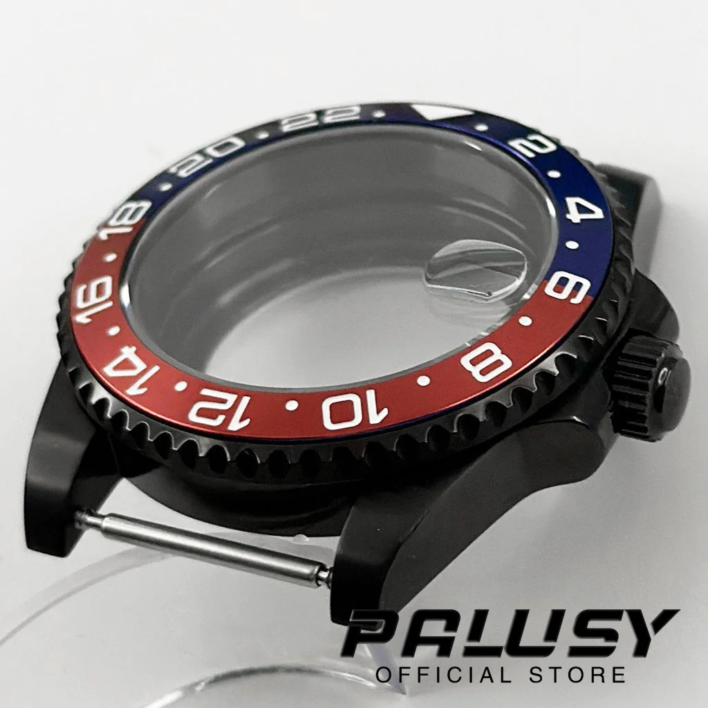 NH35 40mm Preto Roxo GMT Moldura Diver À Prova D 'Água Fit NH34 NH35 NH36 NH38 NH70 NH72 ETA2824 Movimento Caixa de Relógio de Vidro Safira