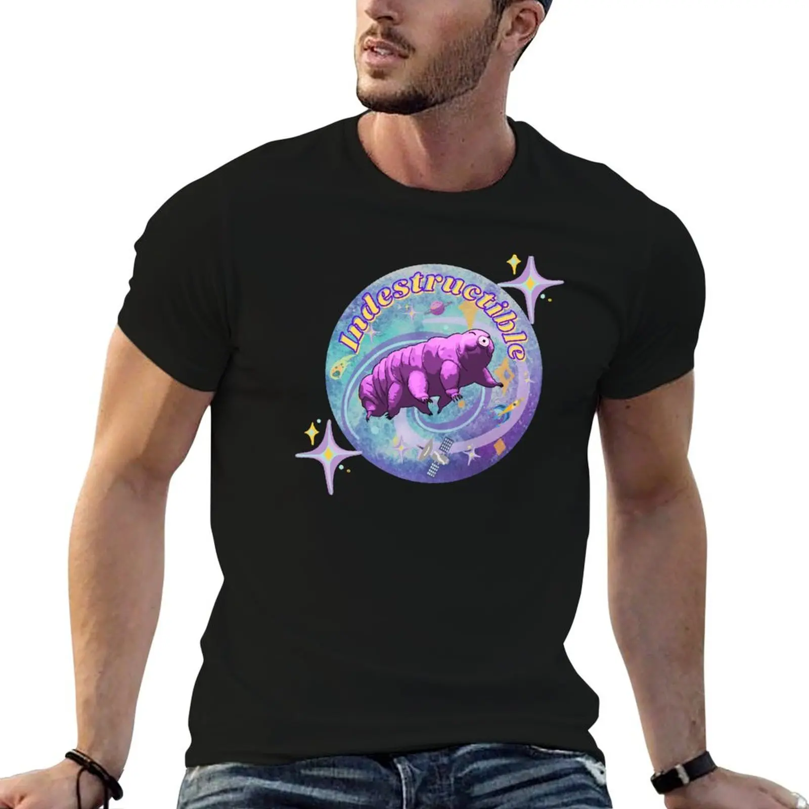 Indestructible Tardigrade In Space With Stars T-Shirt blanks customs design your own t shirt men 100℅ cotton