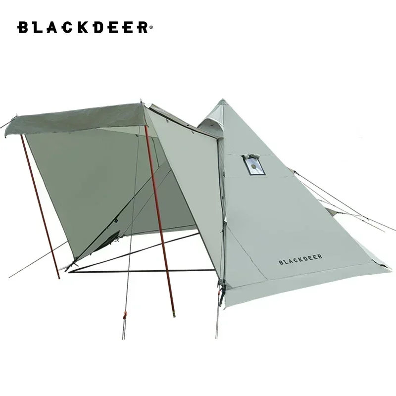 

BLACK-DEER New Pyramid Tent With Snow Skirt Waterproof Camping Teepee A Chimney Hole For Cooking Travel PU3000