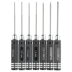 7pcs Hex Screwdrivers Set Hex Driver Wrench Screwdriver Aluminium Handle 0.9/1.27/1.3/1.5/ 2.0/2.5/3.0mm For RC Helicopter