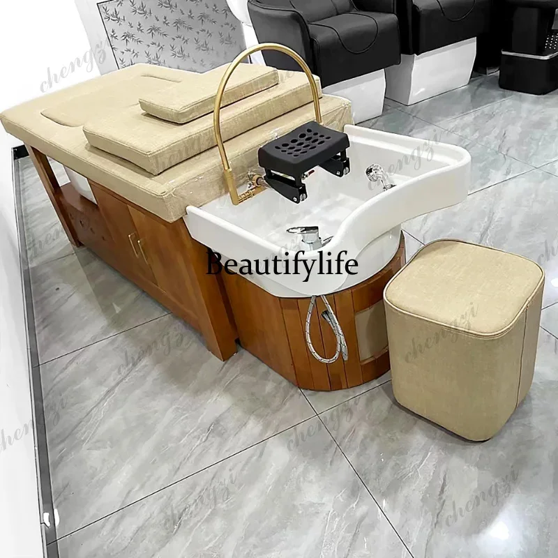 K153  Ear Picking Sink Shampoo Chair Shower Beauty Home Hairdressing Shampoo Chair Head Spa PU Leather Furniture