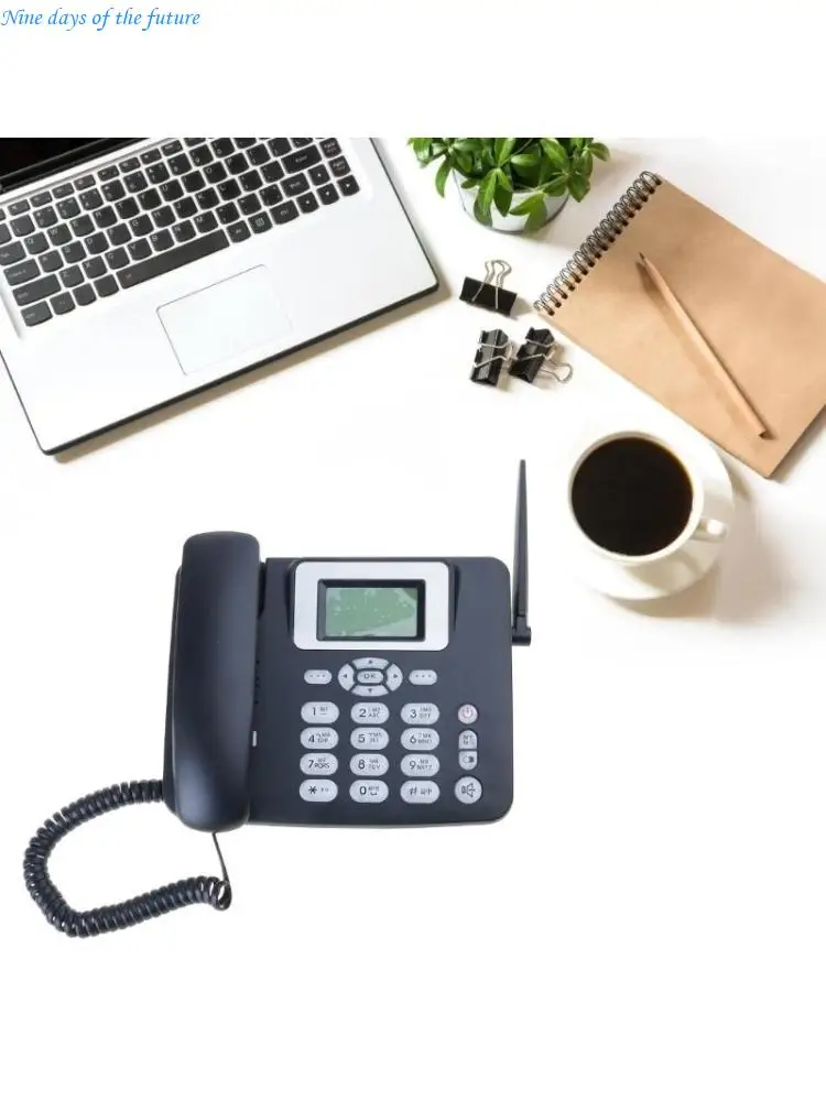 Portable GSMs Desktop Telephone, Card Wireless Fixed Phone with Antennas Radio Alarm for Home Office E65A