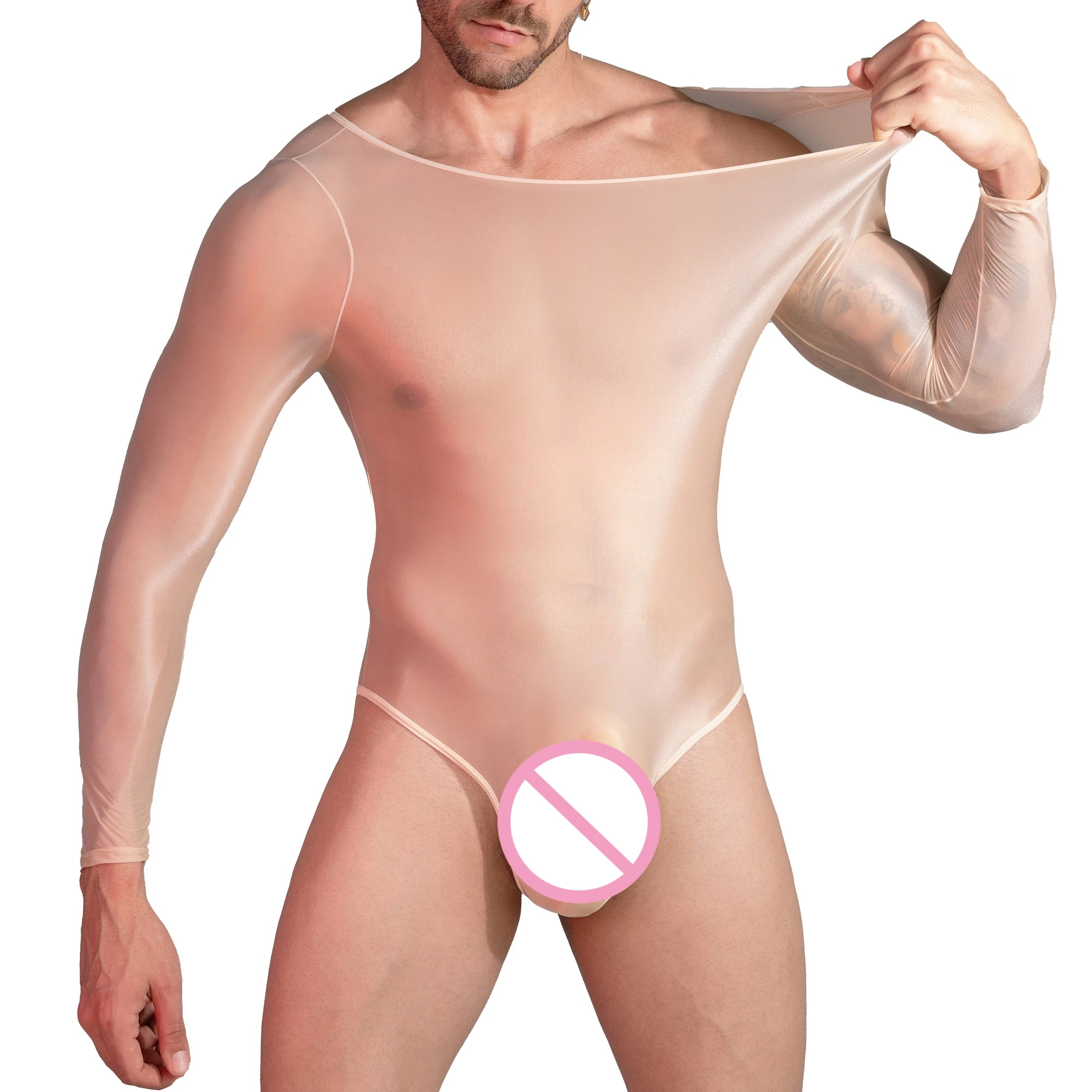 

Men Ultrathin Transparent Sexy Jumpsuit Hidden Button Slit Bodysuits Erotic One-piece Underwear Elastic Tight Breathable Rompers
