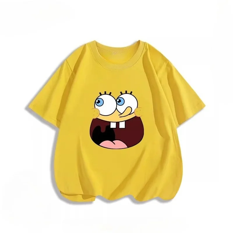 Potdemiel Summer SpongeBob SquarePants Pure Cotton Children's T-Shirt, Comfortable and Breathable, Suitable for Boys and Girls.