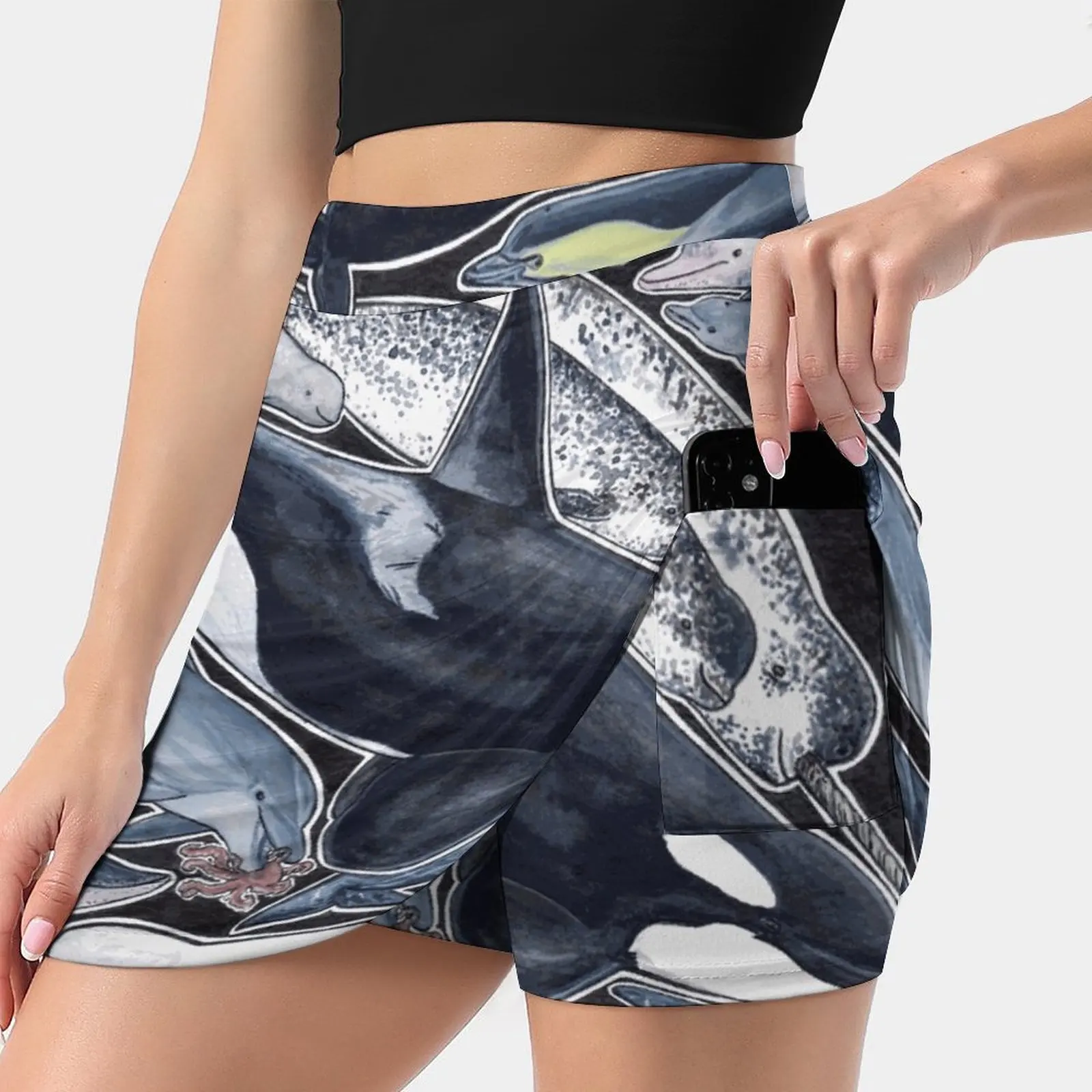 Dolphins , Orcas , Belugas , Narwhals , And Cie Women's skirt Sport Skort Skirt With Pocket Fashion Korean Style Skirt 4Xl