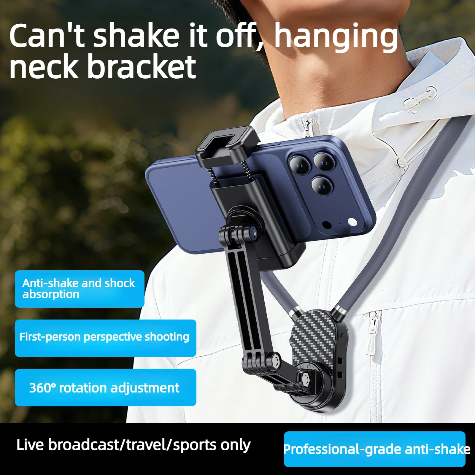 

Magnetic 3-Axis Anti-Shake Neck Phone Chest Holder Hand Free POV Vlog Mount for Live Stream Cooking Cycling, Fit iPhone Huawei S