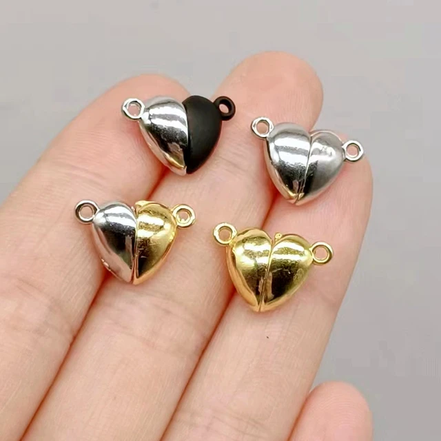 8sets 16pcs Silver Color Heart Round Magnetic Snap Charms Tool Pendant Fit DIY Handmade Metal Jewelry Making Finding Supplies
