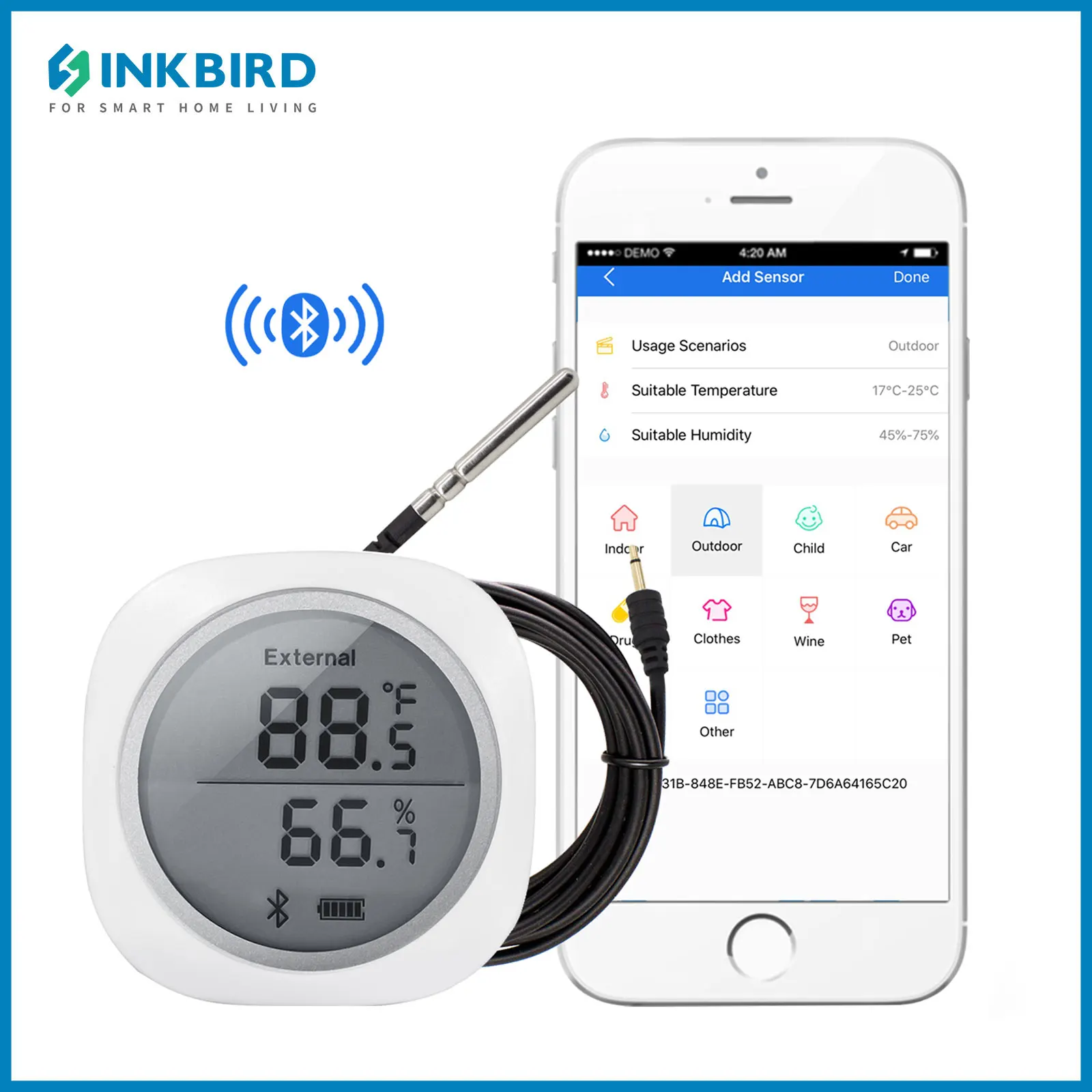 INKBIRD IBS-TH1Plus Thermometer Hygrometer With Waterproof Probe APP Control Temperature and Humidity Sensor for Aquarium Tank