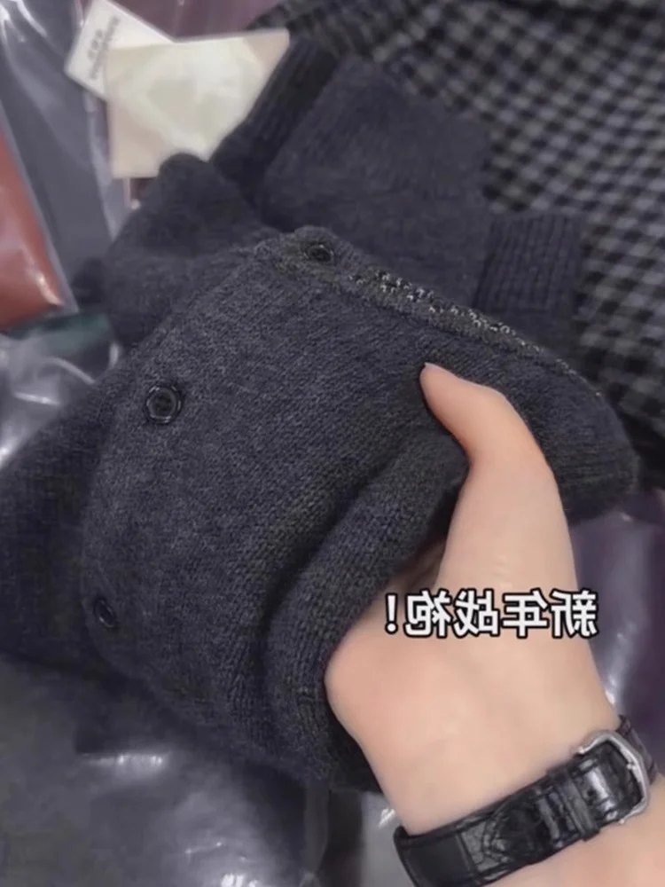 

Ele Diamond Embellied Camere Knitted Long Sve Sweater Coat Loose Sle Early Autumn Top Faionable Age-defng