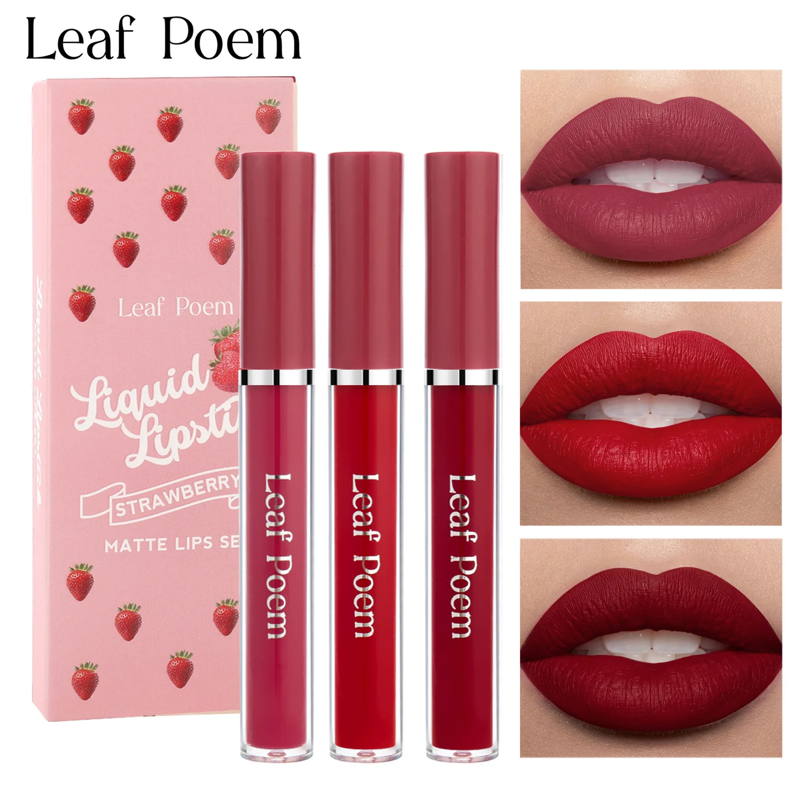 Trio – rouge à lèvres liquide mat, résistant aux taches, ensemble de 3 couleurs, formule légère, sans résidus blancs, sans cruauté, essentiel quotidien
