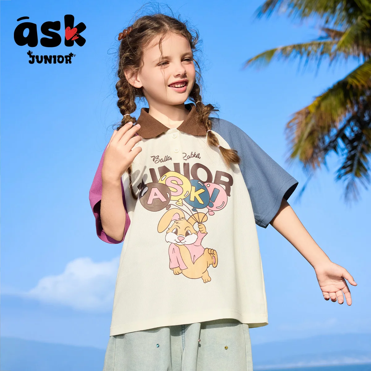 

Ask Junior Girls Summer Vintage Contrast Color Cute Printed Short Sleeve T-Shirt