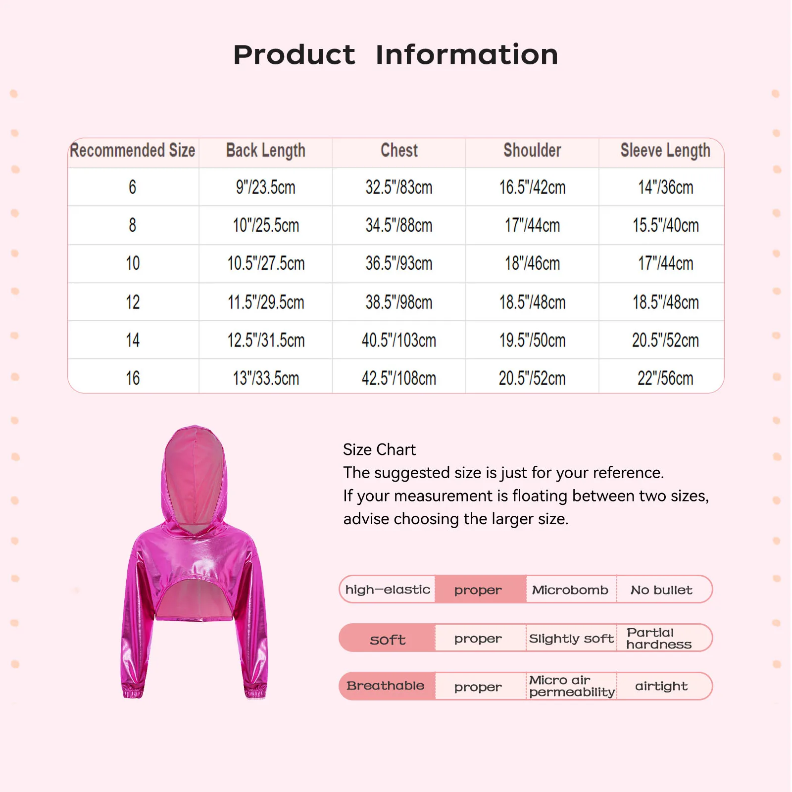 Kids Girls Metallic Hoodie Coat Long Sleeve Asymmetrical Cropped Hooded Top Hip-Hop Jazz Dance Performance Costume Streetwear