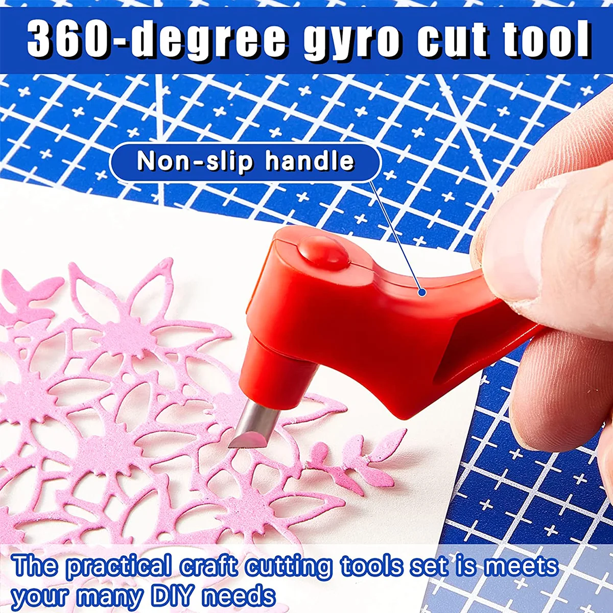 Craft Cutting Tools Kit 360 Degree Rotating Gyro Cutting Tools Art Cutting Tools with Cutting Pen 15/30/45 Degree Blades Cutting