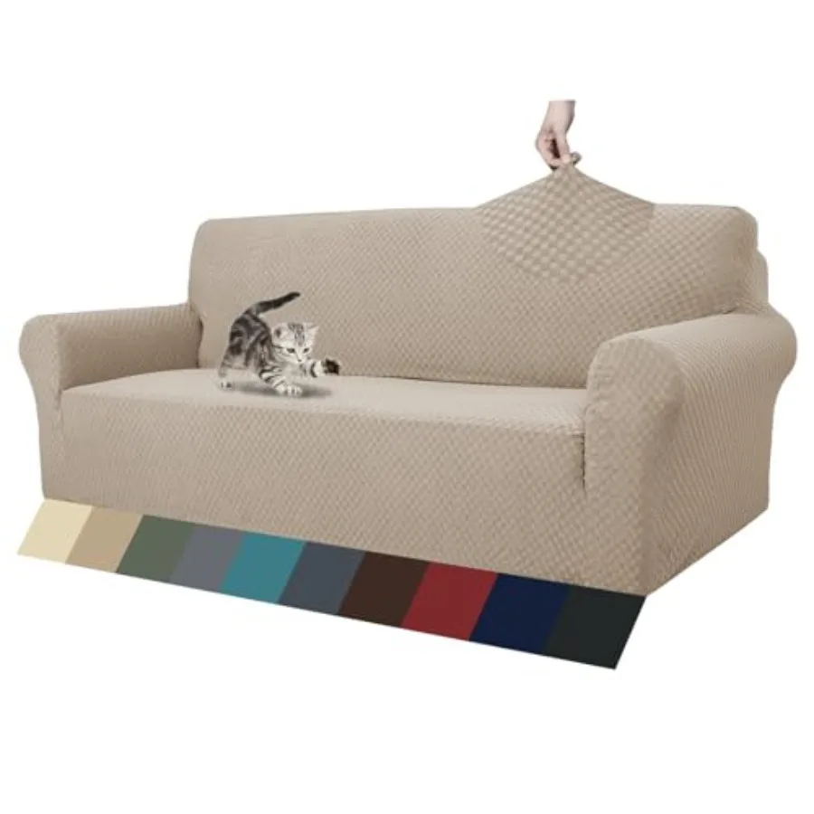 

1 Pcs Jacquard Couch Covers for 3 Cushion Couch Living Room High Stretch Sofa Cover Pets Dogs Friendly Anti Slip Thickened Slip