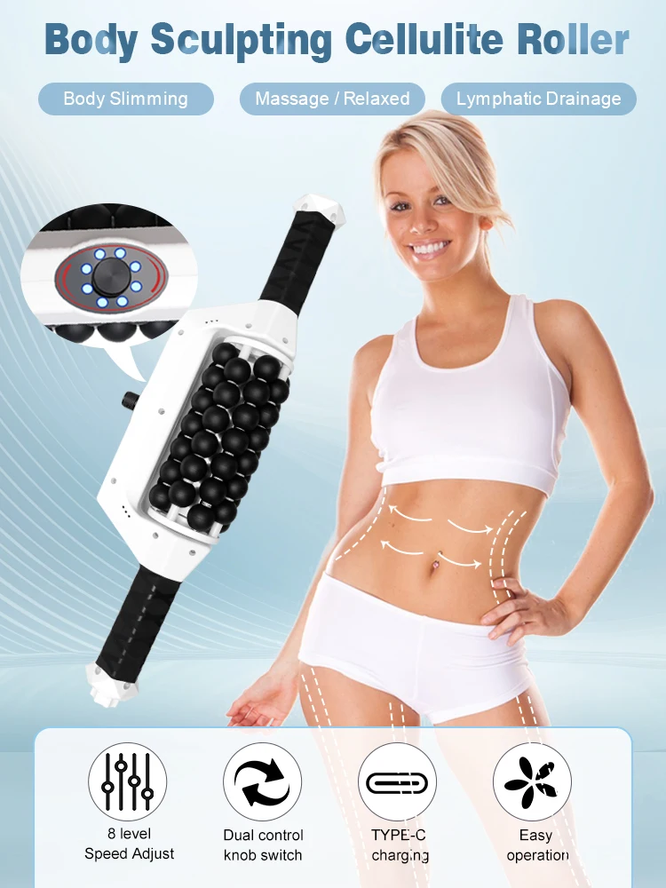 Deep Tissue Rolling Massage Machine Muscle Body Relaxing 360 Rotating Massage Body Slimming Massage Stick