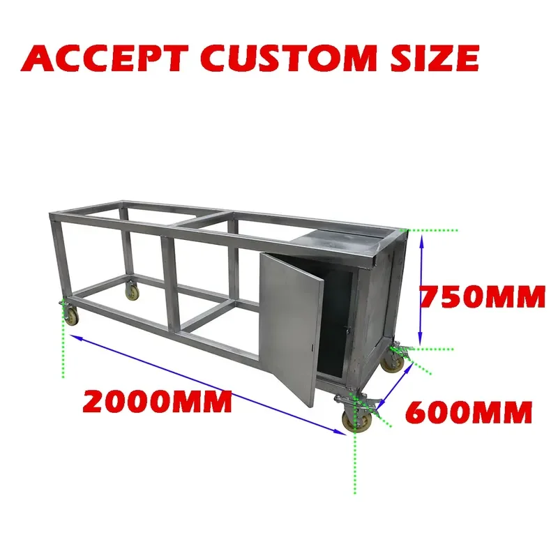 Industrial Steel Work Table with Wheels Square Tube and Tool Box for Stone Marble Granite Quartz Speedone JGZ-Q