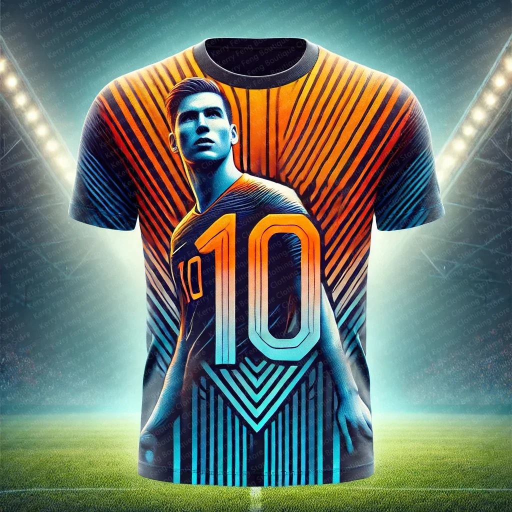 Number 10 Printed Commemorative Special Edition Jersey T-Shirt - Comfortable Summer Football Training and Match Sportswear