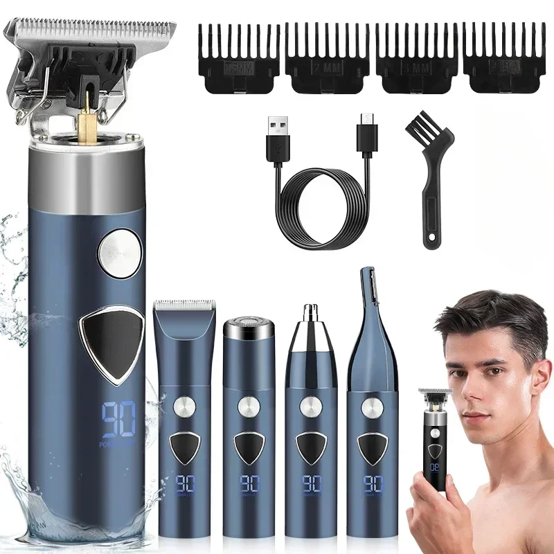 Men's 5-in-1 Electric Body Hair Trimmer Professional  Beauty Razor Shaver for Face Ear Nose - Professional Hair Trimmer