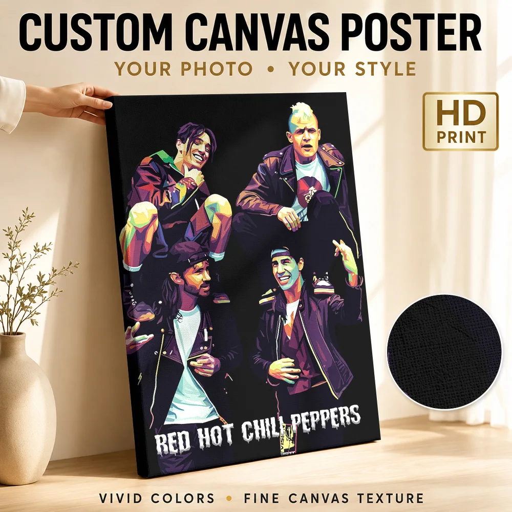 Red Hot Chili Peppers Pop Art Canvas Painting Poster Personalized Photo Retro Music Wall Art for Bar Decor Gift for Collectors