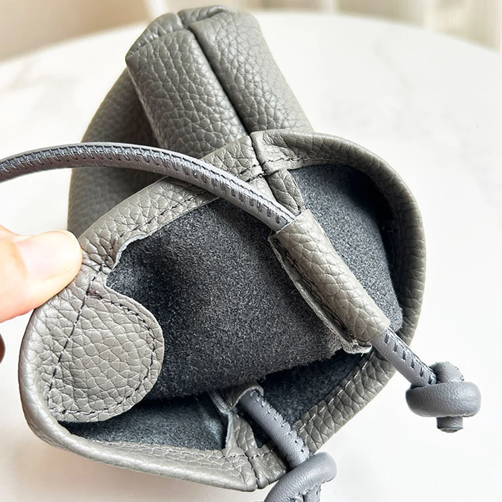 Echt leder kleine Frauen Umhängetasche benutzer definierte Initialen hand gewebte Ball Telefon Schulter tasche personalisieren Name Dame Mini Beutel Geldbörse – Detail 17