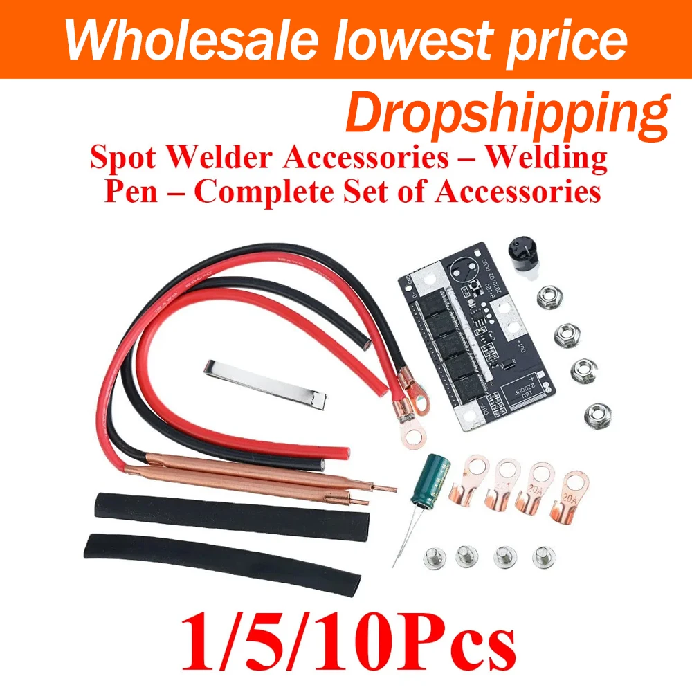 1/5/10Pcs Spot Welder Accessories Complete Welding Pen Kit DIY Portable 12V Battery Energy Storage Spot Welding PCB Board