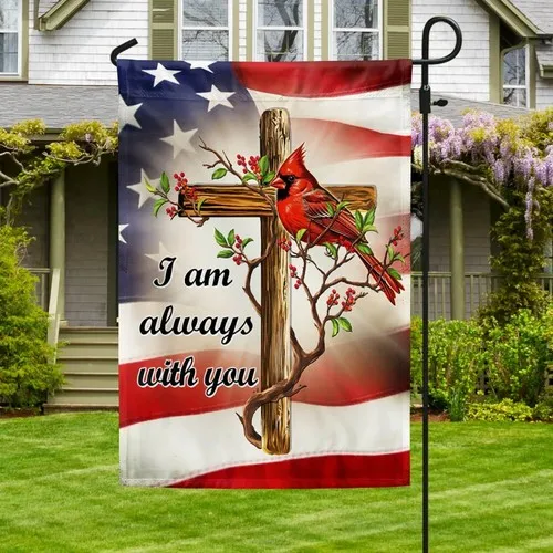 Cardinal Christian Cross I Am Always With You American Flag Graden Flag UUI GGX