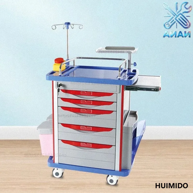 Medical Administration Cart with 5 Drawers Crash Cart for Medication Change Hospital Furniture