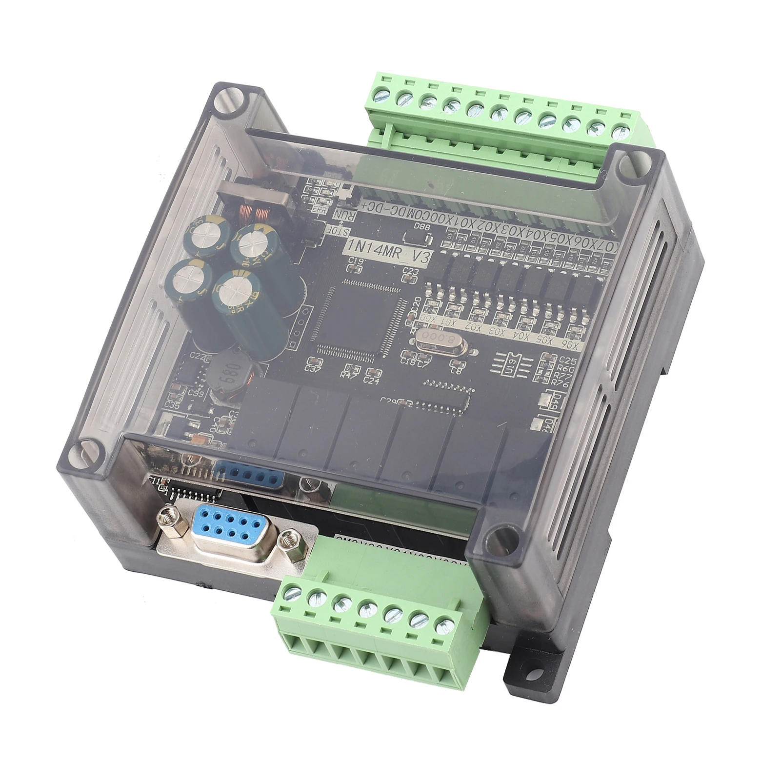 PLC وحدة تحكم منطقية قابلة للبرمجة مخرج مرحل DC24V FX1N-14MR لوحة تحكم صناعية