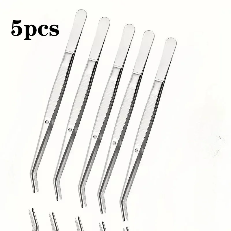 Premium Stainless Steel Tweezers Kit for Nail Art Dental Crystals Cotton Pickup Oral Mirror Care Multi Use Beauty Tool