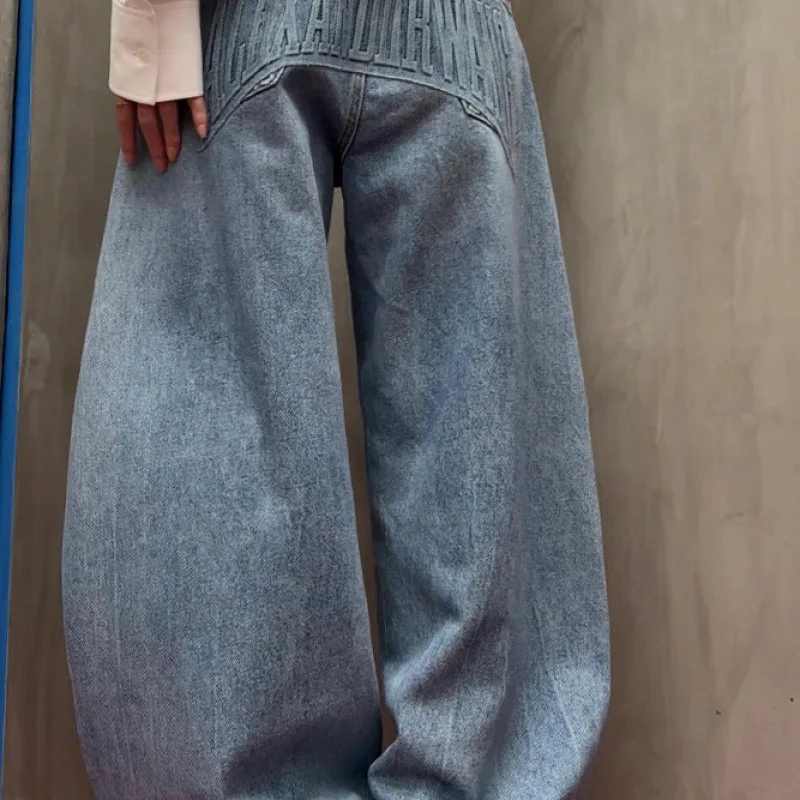 الخريف الشتاء المرأة الأمريكية الرجعية الدنيم السراويل Y2K الرجال واسعة صالح فضفاض جان اليابانية Harajuku الأزرق جان الشرير المد أمي جان