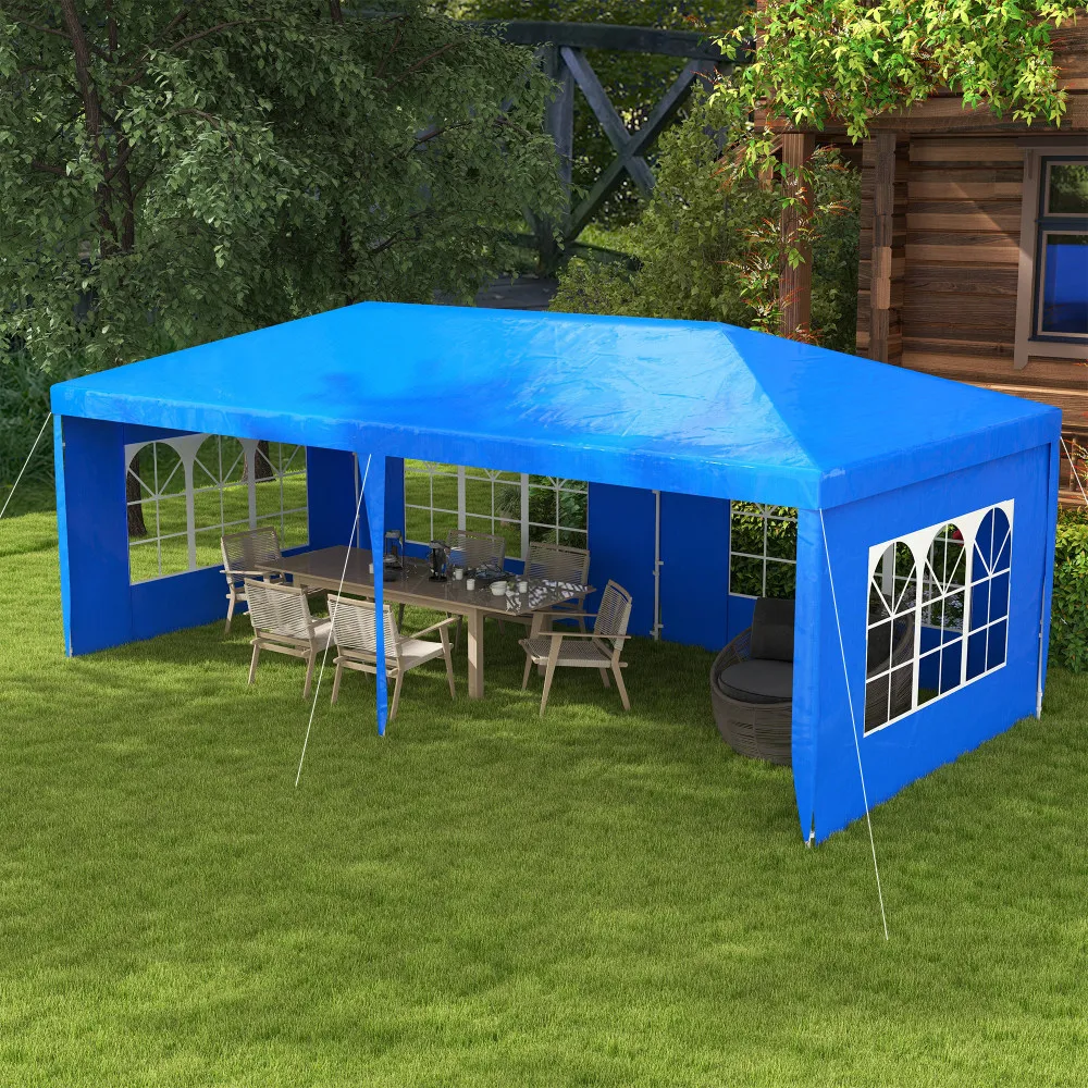 Outdoor 9.6' X 19'large Party Tent, Outdoor Activity Tent Canopy with 4 Side Walls of Activity Windows Used for Weddings Picnics