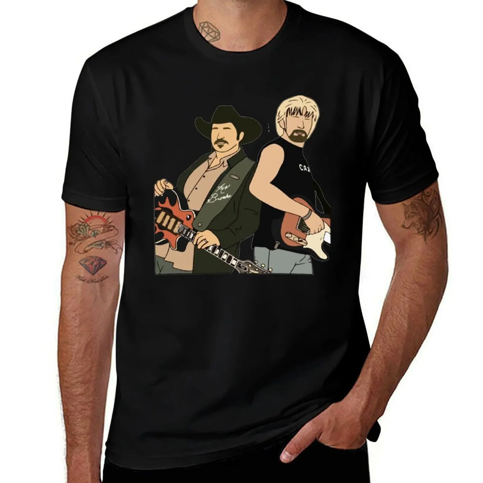 Brooks and Dunn Country Duo Throwback Silhouette T-Shirt Sports Basic Short Sleeve T-Shirt