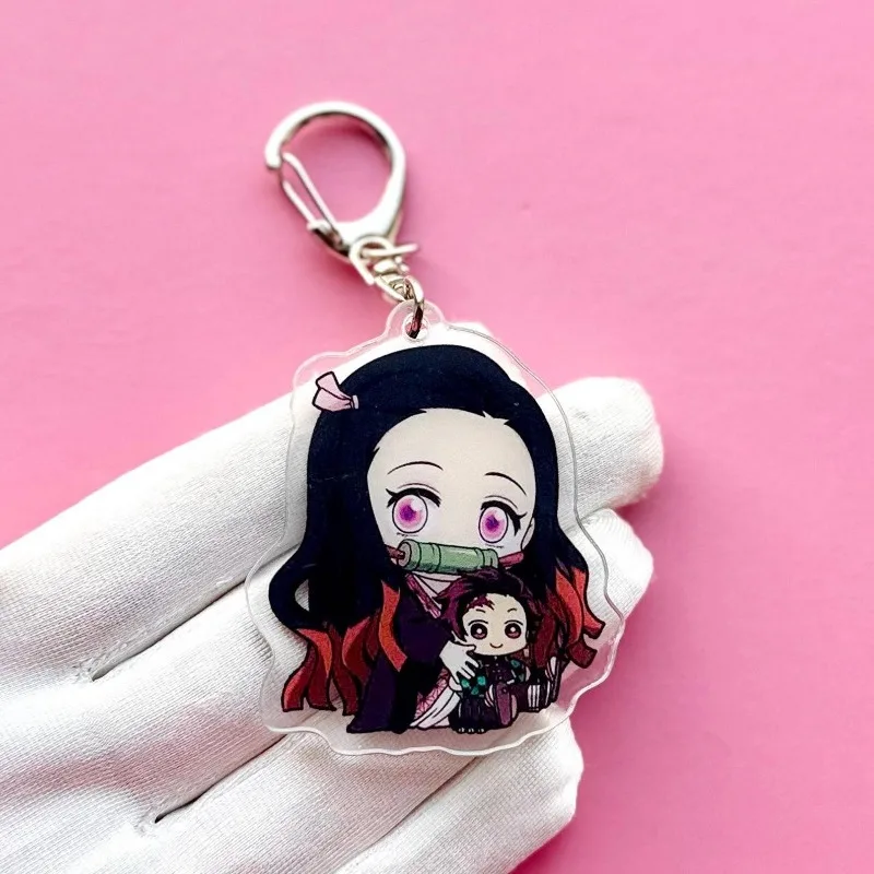 Keychain for Demon Slayer Giyu Nezuko Muichiro Shinobu Cute Acrylic Charm Anime Cartoon DIY  Collection Toy Gifts for Friends view 6